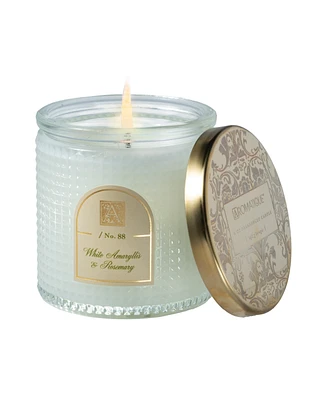 Aromatique White Amaryllis Rosemary Textured Candle with Lid, 6 oz.