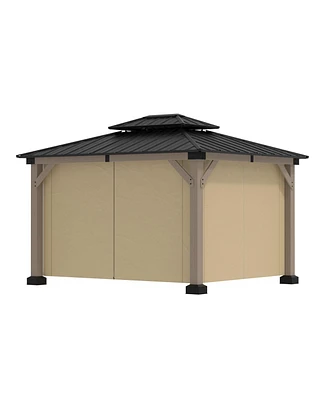 x 12 Feet Cedar Solid Wood Frame, Galvanized Steel Double Top Gazebo