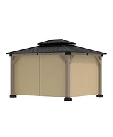x 12 Feet Cedar Solid Wood Frame, Galvanized Steel Double Top Gazebo