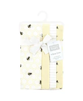 Hudson Baby Boys and Girls Cotton Poly Flannel Burp Cloths 8-Pack, Honey Bee, One Size