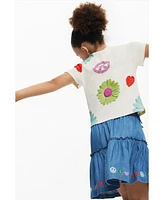 Desigual Girls Girls's Ribbed floral T-shirt