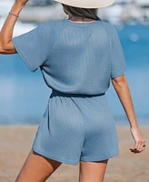 Women's Cozy Textures Blue Romper