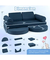 13-Piece Convertible Modular Kids Play Couch for Nursery, Playroom, and Bedroom Versatile Seating Toddlers