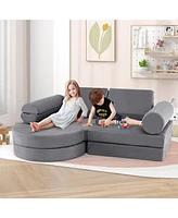 13-Piece Convertible Modular Kids Play Couch for Nursery, Playroom, and Bedroom Versatile Seating Toddlers