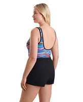 ShapeSolver Sport by Mimi Flamingo Women's Binded Scoopneck Runaround One Piece Swimsuit