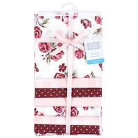 Hudson Baby Infant Girl Cotton Poly Flannel Receiving Blankets Bundle, Sweet Roses, One Size