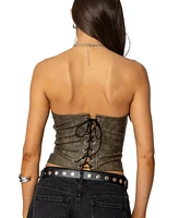 Edikted Womens Maysen Faux Leather Corset