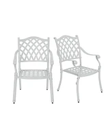Patio Dining Chairs 2PCS Cast Aluminum Furniture Outdoor Metal Garden Chair for Indoor Bistro Balco