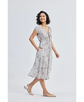Reistor Women's Deep V-neck Gathered Dress Florals