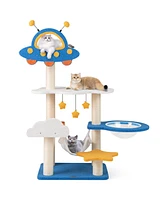 Cat Tree with Ufo Top Perch, Space Capsule & Scratching Posts Fun & Cozy Playhouse for Cats