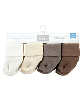 Hudson Baby Cotton Rich Baby Terry Socks 16-Pack, Solid Beige Brown, 0-6 Months