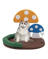 Mushroom Cat Bed with Cat Claw Scratcher & Wide Scratch Panel Cozy & Fun Playhouse for Cats