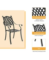 Patio Dining Chairs 2PCS Cast Aluminum Furniture Outdoor Metal Garden Chair for Indoor Bistro Balco