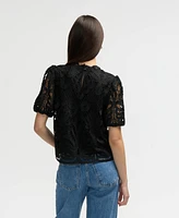 Nvlt Women s Mock Neck Lace Top