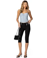 Edikted Womens Lois Lace Up Pinstripe Corset