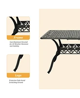 Inches Cast Aluminium Outdoor Dining Table with Umbrella Hole Patio Rectangular Dining Table Patio Bistro Table for Backyard Garden Patio