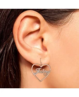 Juicy Couture Crystal Heart Drop Script Logo Earrings