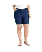 June + Vie Plus Raw Hem Curvie Fit Denim Shorts