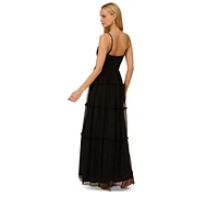 Adrianna by Papell Women's Ruffle Tiered Mesh Sleeveless Gown
