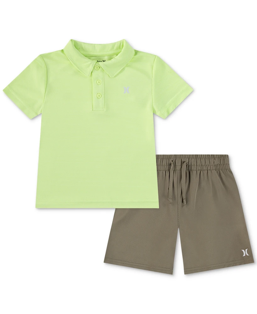 Hurley Toddler Boys H2O-dri Belmont Polo Top & Shorts, 2 Piece Set