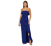 Adrianna by Papell Women's Strapless Cascading Ruffle Gown