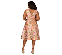 Adrianna Papell Plus Floral Jacquard Midi Dress