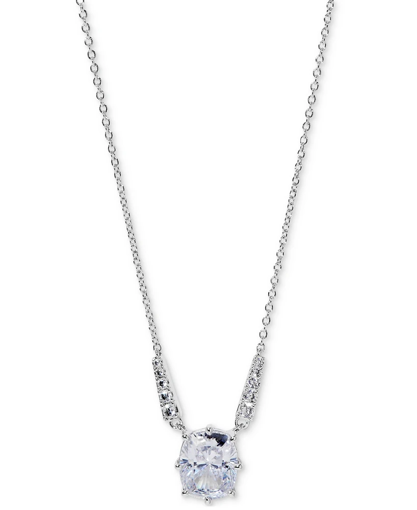 Eliot Danori Silver-Tone Cubic Zirconia Pendant Necklace, 16" + 2" extender, Exclusively at Macy's