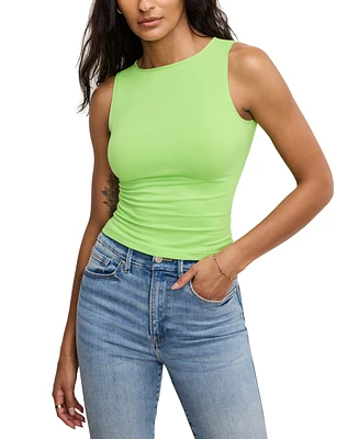 Good American Women's Boat-Neck Sleeveless Tank Top