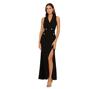 Adrianna Papell Women's Scalloped Tuxedo Gown
