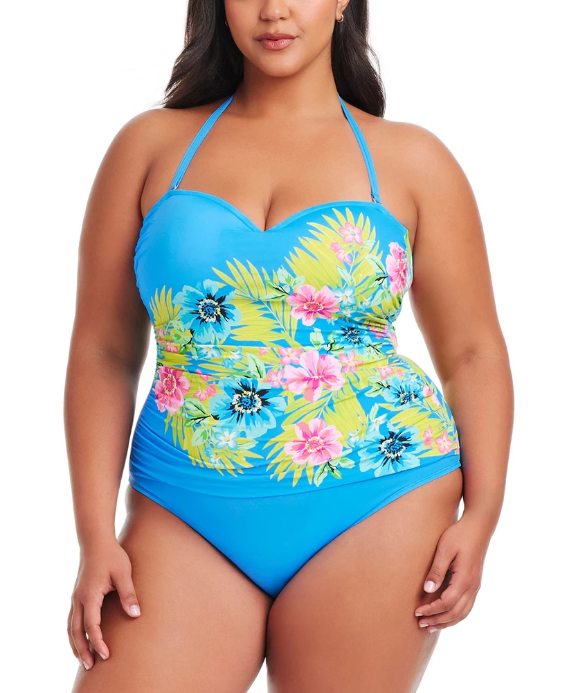 Bleu by Rod Beattie Plus Lets Get Away Shirred Swimsuit