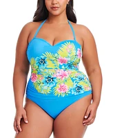 Bleu by Rod Beattie Plus Lets Get Away Shirred Swimsuit