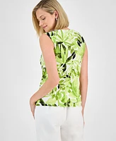 Kasper Women's Printed Sleeveless Cowlneck Top