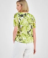 Kasper Women's Printed Flutter-Sleeve Top, Regular & Petite