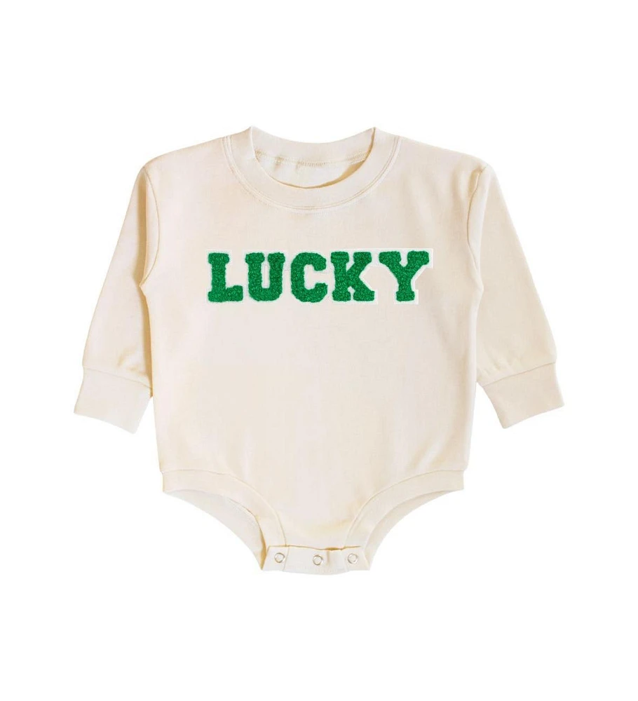 Baby Boy Lucky Varsity Patch St. Patrick's Day Long Sleeve Romper