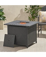 Convertible Aluminum Fire Pit Table with Built-in Propane Tank Space (32.25"W x 32.25"D)