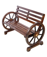 2-Person Wagon Wheel Bench for Outdoor & Patio