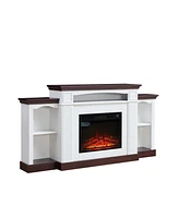 Electric Fireplace Tv Stand for 70 inch Tv, 23 inch Fireplace with Mantel, Living Room Tv Stand with Remote Control
