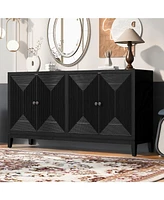 Sleek Storage Cabinet Sideboard Buffet with Vertical Line Design,Suitable for Study,Entrance and Living Room