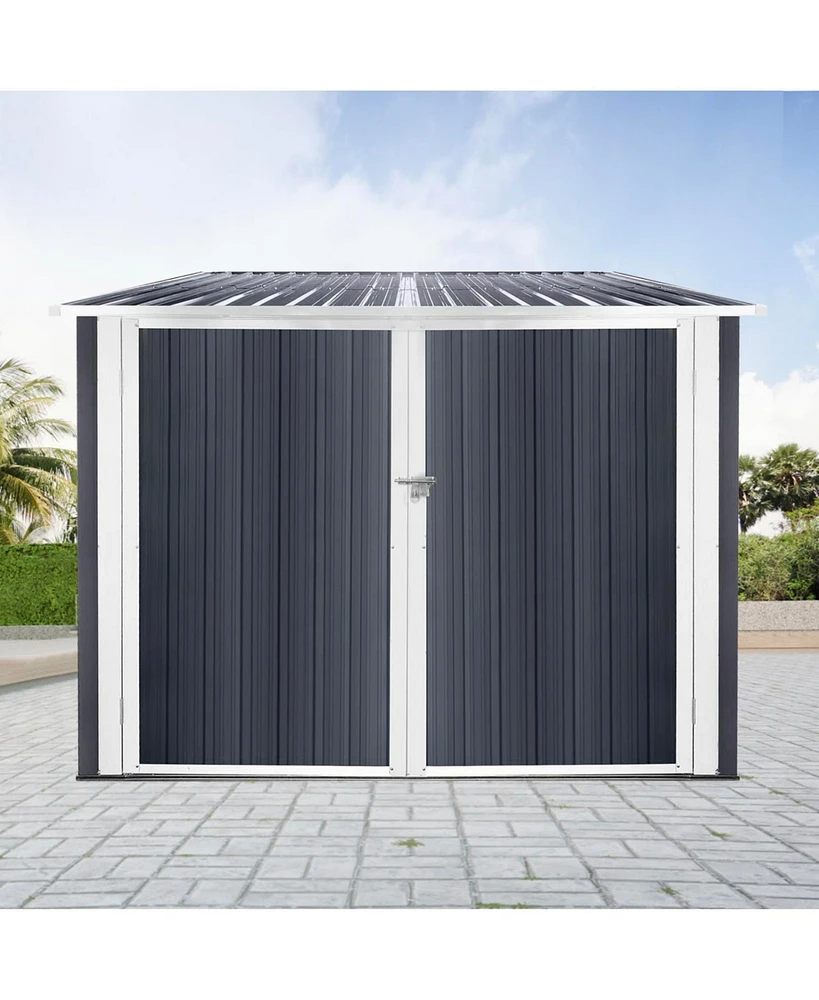 Bicycle Outdoor Steel Storage Shed, Stores 4 Bikes,Grey