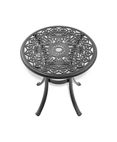 26.77-inch Cast Aluminum Patio Dining Table With Black Frame and Umbrella Hole