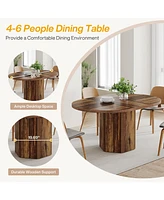 Tribesigns 55.12 Inches Oval Dining Table for 4-6 People, Wood Kitchen Table, Rustic Dinner Room Table, Home Furniture Kitchen Table for Kitchen, Brow