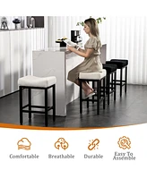 Dyhome Counter Height Bar Stools Set of 4, 27 Inches Modern Kitchen Stools, Metal Legs Backless Saddle Stool Chair for Island, Dining Room