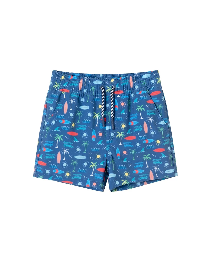 Toddler/Child Boys Navy Surf Icon Print Swim Trunk
