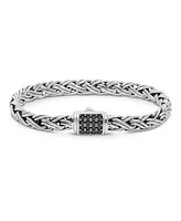 Black Spinel & Sterling Silver Paddy Oval 7mm Chain Bracelet, X-Large 8.5 in