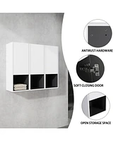 12" Bathroom Side Cabinet,3-Soft Close Doors,Float Mounting Design,123(Kd-Packing)