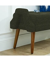Modern Loop Yarn Bench with Geometric Arms and Cushion
