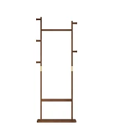 Solid Wood Coat Rack, 23.6"x11"x64.1", Walnut