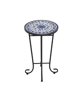 Patio Side Table,Blue+Black
