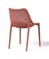 Outdoor Stackable Modern Plastic Dining Chairs (Set of 2)