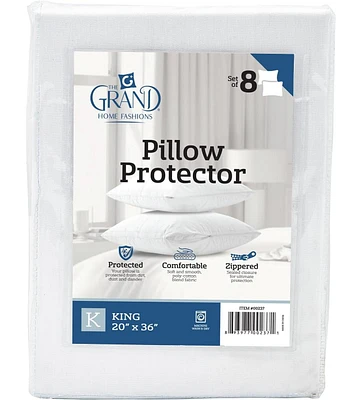 The Grand Poly-Cotton Zippered Pillow Protector - 200 Thread Count - Protects Against Dust, Dirt, and Debris - King Size